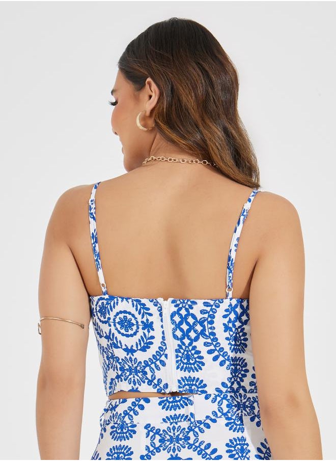 Styli - All Over Print Strappy Crop Bralette - Image 1