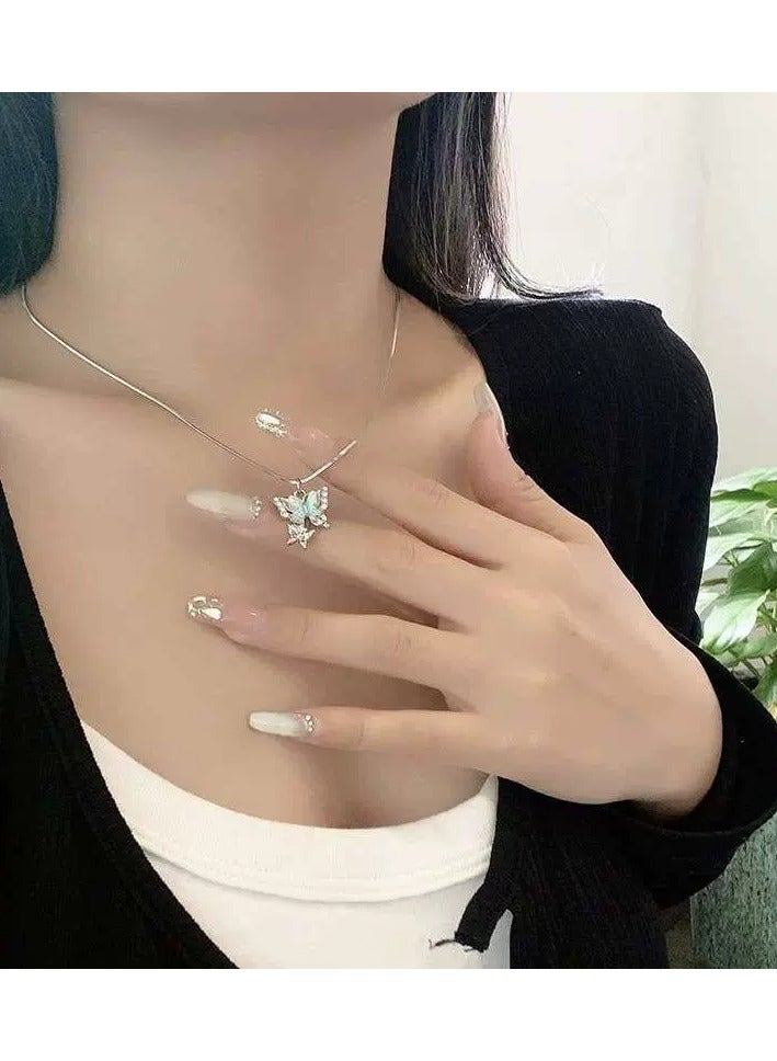 Goolsky Holographic Butterfly Zircon Necklace – Dainty Laser-Cut Pendant for Women, Sweet & Edgy Style  - Image 1
