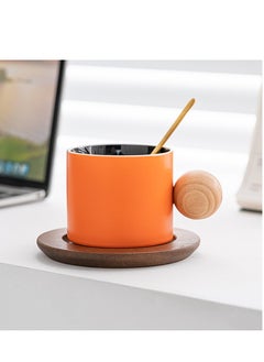 Aideli Ceramic coffee mug, 300ml, tea mug with handle, metal spoon, large coffee mug for home and office, great gift for friends, parents, teachers etc  - Image 3