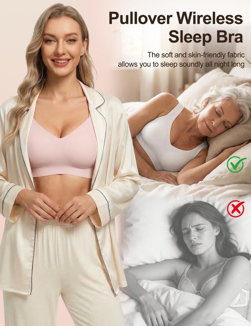 Women's Seamless Wireless Pullover Bralette Lightly Padded Full Coverage T-Shirt Bra with Wide Straps - Image 5