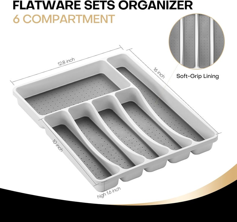 Lazycorner 49Pcs Silverware Set with Organizer, Silver Stainless Steel Flatware Set for 8 Cutlery Utensil Sets with Steak Knives, Spoons and Forks Set, Dishwasher Safe - Image 3