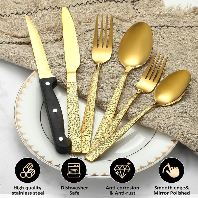 Lazycorner 49Pcs Silverware Set with Organizer, Silver Stainless Steel Flatware Set for 8 Cutlery Utensil Sets with Steak Knives, Spoons and Forks Set, Dishwasher Safe - Image 4