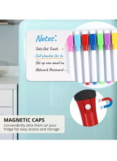 Generic 10pcs Magnetic Whiteboard Dry Erase Markers, 8pcs Color Fine Tip Dry Erase Markers with Eraser for Home Office School Supplies  - Image 3