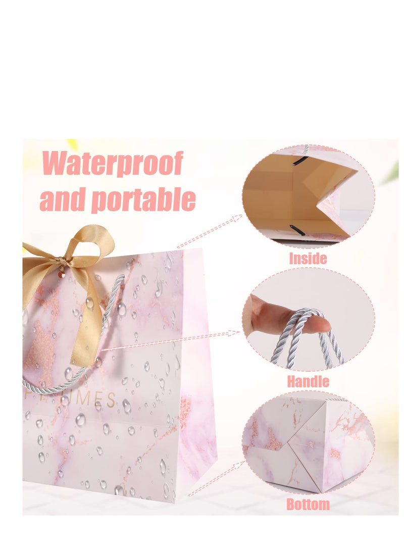 SYOSI Gift Bags 9.84x7.87x4.7inch Medium Wedding Gift Bags with Handles Bow Ribbon Marble Paper Party Bags for Kids Party Wedding Birthday Celebration Present Bags 8 Pack - Image 4