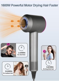 BESTIS 1600W Hair Dryer with Diffuser Negative Ion Blow Dryer for Women Men 110, 000 RPM Brushless Motor 3 Heat Settings, High-Speed Fast Drying Professional Hair Dryer with 5 Attachments  - Image 2