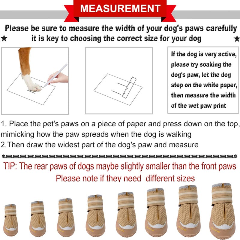 QUMY 4PCS Dog Boots for Large Dogs, Medium Dog Shoes & Paw Protectors for Hot Pavement, Summer Heat Protection, Mesh Breathable Nonslip Dog Booties for Hardfloors, Walking Running Hiking Khaki Size 6 - Image 2