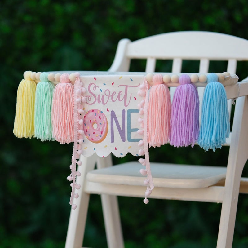 DCJHFJ Donut 1st High Chair Banner Sweet One Birthday Party Decorations for Baby Girl Grow Up Theme Decor - Image 2
