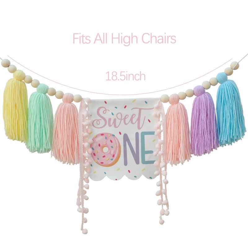 DCJHFJ Donut 1st High Chair Banner Sweet One Birthday Party Decorations for Baby Girl Grow Up Theme Decor - Image 5
