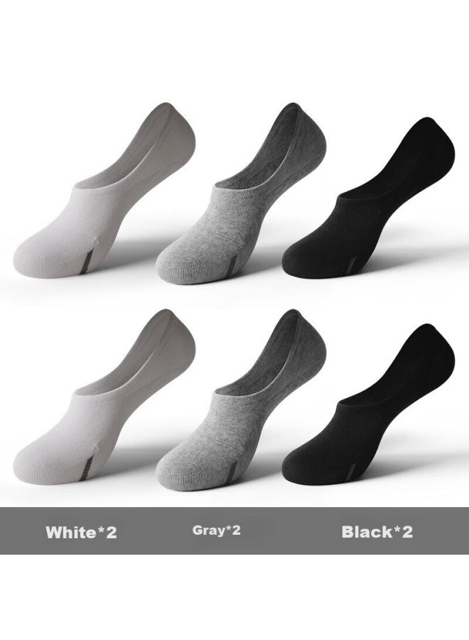 AUN Aun Men's Breathable Antibacterial Invisible Socks Solid Color Casual Socks Silver Ion Odor-resistant Socks 2 Black 2 White 2 Light Grey One Size - Image 5