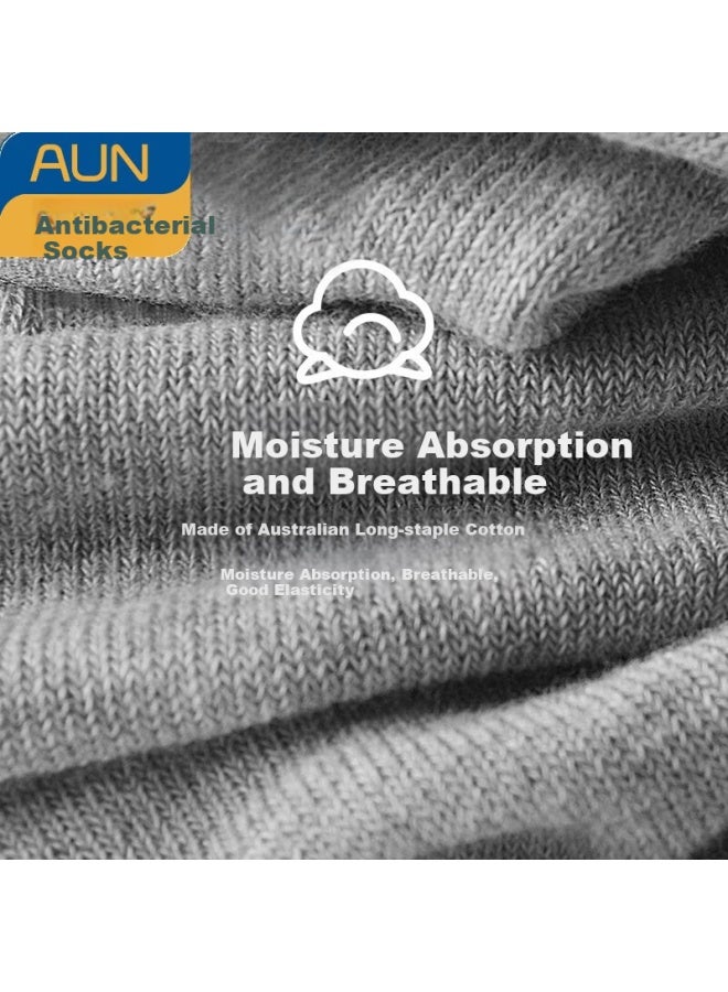AUN Aun Men's Breathable Antibacterial Invisible Socks Solid Color Casual Socks Silver Ion Odor-resistant Socks 2 Black 2 White 2 Light Grey One Size - Image 4