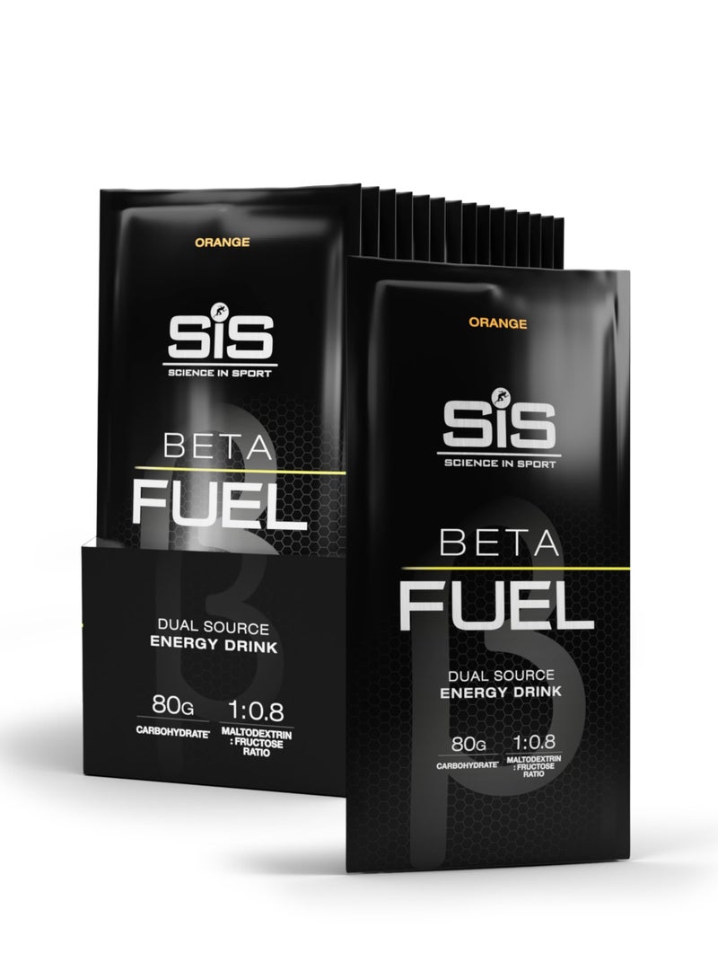 SIS Beta Fuel 80 | 80g Carbohydrates | 1:0.8 Maltodextrin:Fructose Ratio | Dual Source Energy Drink | Easily Digestible | Orange Flavour | 15 Pack - Image 1