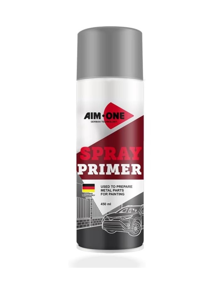 RACO RACO AIM- ONE Spray Primer 450ml - Rust Protection, Heat-Resistant Formula, Perfect Primer for Metal Painting (Gray Matt) - Image 1