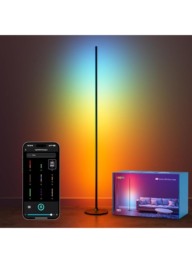 Lepro OE1 AI Floor Lamps, Smart Corner Floor Lamp Alexa Google Compatible, Color Changing Led Standing Lamp, Music Sync, DIY Modes, 1000LM, Modern Stand Light for Living Room, Bedroom, 2.4G WiFi Only - Image 1