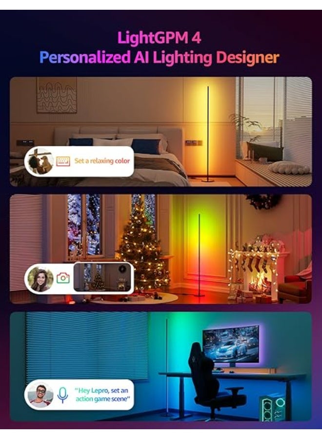 Lepro OE1 AI Floor Lamps, Smart Corner Floor Lamp Alexa Google Compatible, Color Changing Led Standing Lamp, Music Sync, DIY Modes, 1000LM, Modern Stand Light for Living Room, Bedroom, 2.4G WiFi Only - Image 5