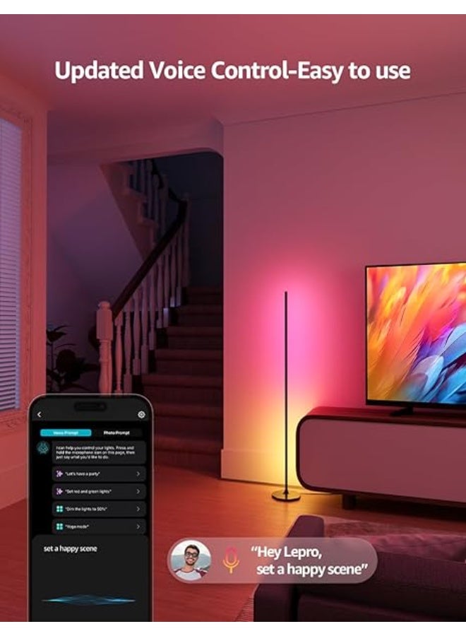 Lepro OE1 AI Floor Lamps, Smart Corner Floor Lamp Alexa Google Compatible, Color Changing Led Standing Lamp, Music Sync, DIY Modes, 1000LM, Modern Stand Light for Living Room, Bedroom, 2.4G WiFi Only - Image 4