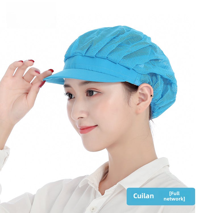 Breathable Chef Cap Dustproof Kitchen Work Hat for WomenTurquoise Blue Full Network Turquoise Blue Full Network 