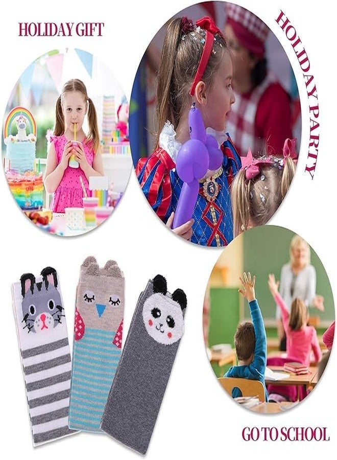 Galox Girls Knee High Socks Crazy Fun Gift Cute Animal Patterns Cotton Long Socks For 5-14 Years Tall Socks Teenage Girls 3 Pair Socks - Image 3