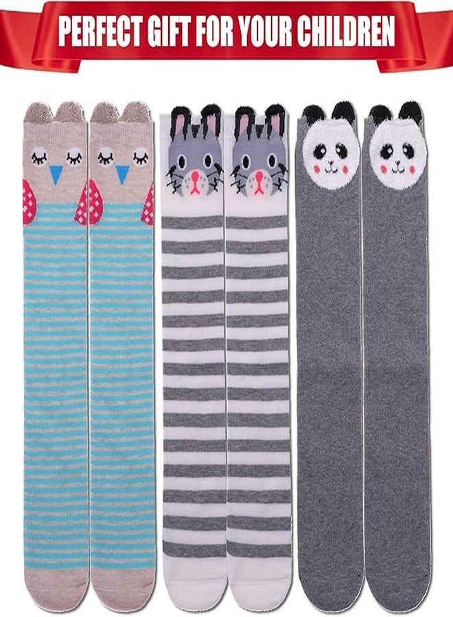 Galox Girls Knee High Socks Crazy Fun Gift Cute Animal Patterns Cotton Long Socks For 5-14 Years Tall Socks Teenage Girls 3 Pair Socks - Image 4