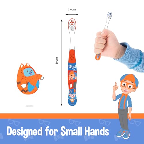 Brush Buddies Blippi Kids Toothbrushes, Manual Toothbrushes for Kids, Toothbrush for Toddlers 2-4 Years, Blippi Childrens Toothbrush, Soft Toothbrushes, 6PK - Image 4