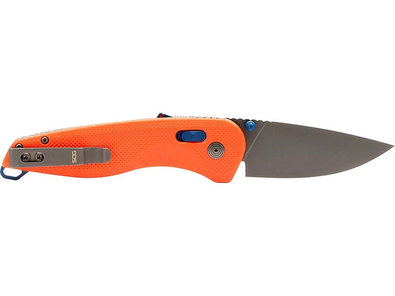 SOG Aegis AT Ambidextrous Outdoor Pocket Easy to Carry Folding Knives | CRYO D2 Stainless Steel Blade | AT-XR Lock, Rescue Red/indigo - Image 5