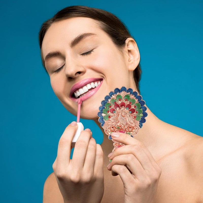 مرآة تجميل محمولة من Ciieeo مع مشط، أداة مكياج رترو محمولة، مرآة تجميل بلون الذهب الوردي للاستخدام أثناء السفر والاستخدام اليومي للنساء - Image 5