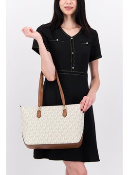 Michael Kors Women Brand Logo Laney Tote Bag 28 H x 38 L x 13 W cm, Brown/Beige  - Image 2