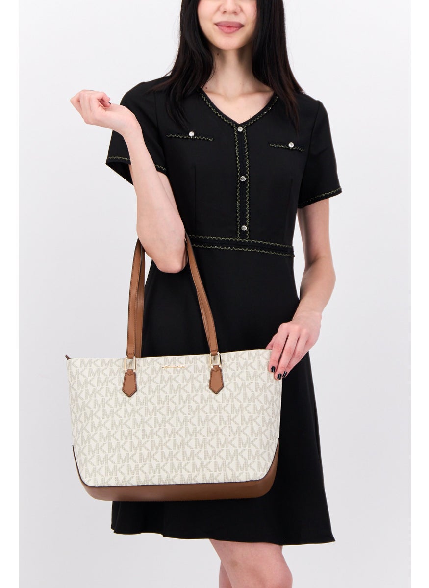 Michael Kors Women Brand Logo Laney Tote Bag 28 H x 38 L x 13 W cm, Brown/Beige  - Image 2