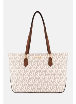 Michael Kors Women Brand Logo Laney Tote Bag 28 H x 38 L x 13 W cm, Brown/Beige  - Image 1