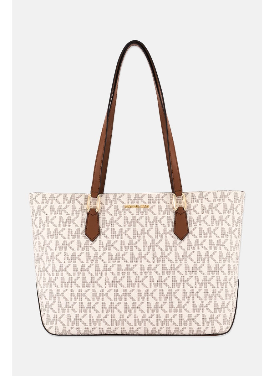 Michael Kors Women Brand Logo Laney Tote Bag 28 H x 38 L x 13 W cm, Brown/Beige  - Image 1