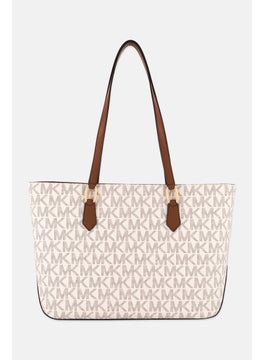 Michael Kors Women Brand Logo Laney Tote Bag 28 H x 38 L x 13 W cm, Brown/Beige  - Image 3