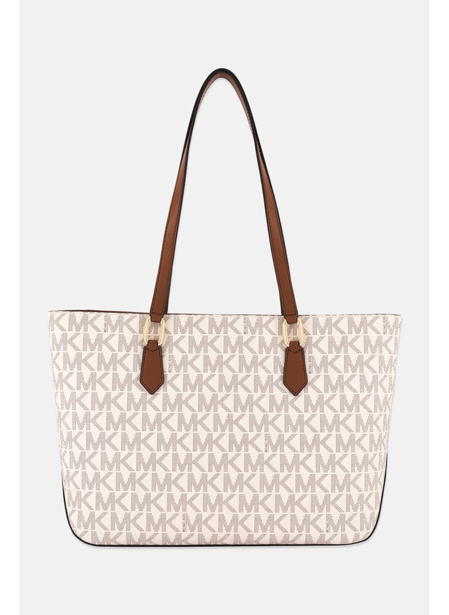 Michael Kors Women Brand Logo Laney Tote Bag 28 H x 38 L x 13 W cm, Brown/Beige  - Image 3