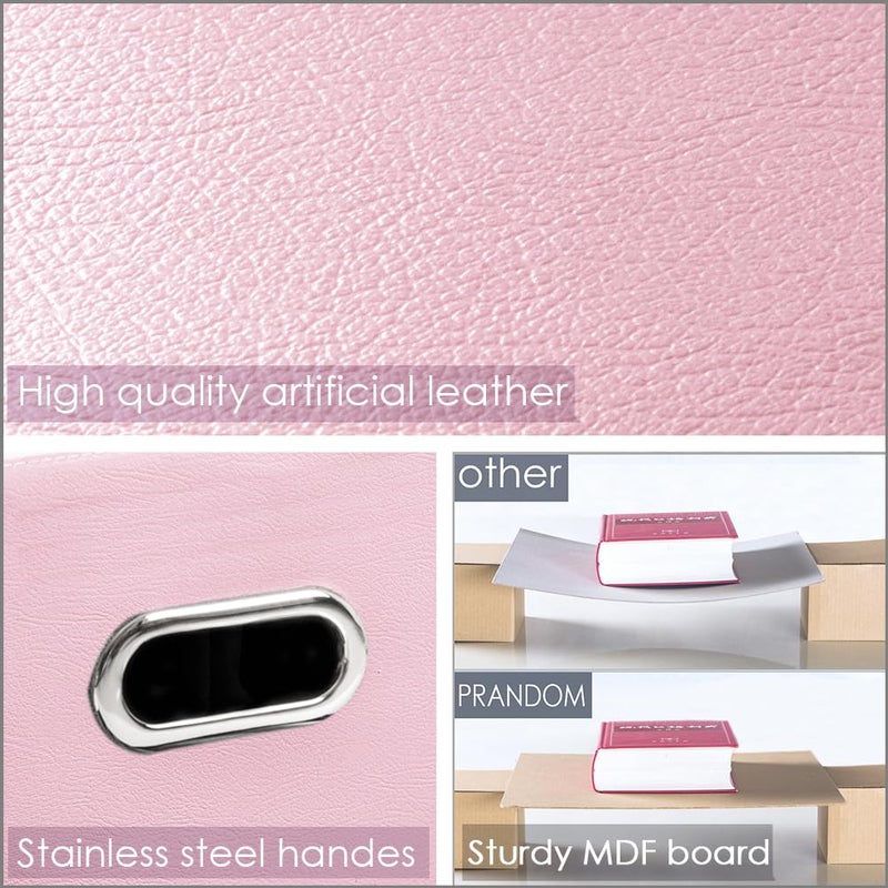 PRANDOM Leather Foldable Cube Storage Bins 11x11 inch [4-Pack] Fabric Storage Baskets Cubes Drawer with Cotton Handles Organizer for Shelves Nursery Closet Bedroom Clothes Pink - Image 3