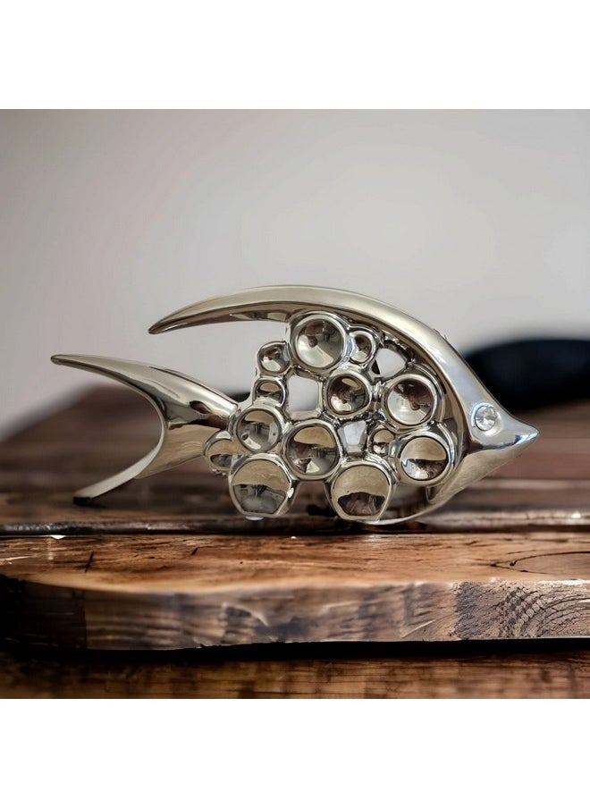 UPSCALE Upscale 13.5cm Silver Fish Showpiece - A Stunning Vaastu Symbol for Prosperity and Harmony in Your Home & Living Room Decor, Loveable  - Image 1