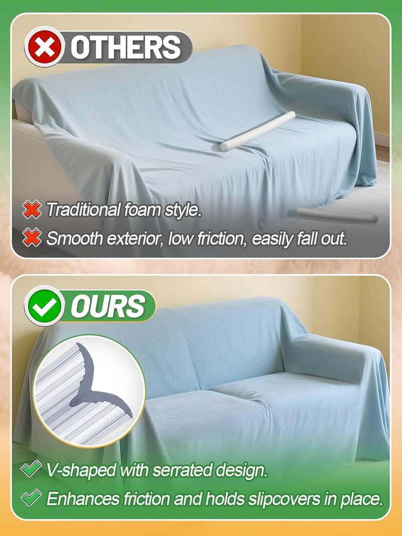 Alphatool 10Pcs Sofa Slipcovers Tuck Grips - 2 Sizes Clear Silicone Anti-Slip Grips Keeping Armchair Couch Covers in Place (Included 5Pcs 15.7" & 5Pcs 7.9") - Image 3