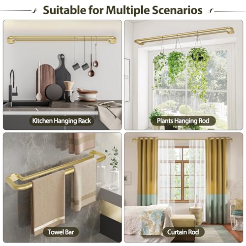 HOTOZON Double Curtain Rods 48 to 84 Inches, HOTOZON Blackout Double Curtain Rods for Windows 36 to 80 Inches (3-6.6 ft), 6/8 Inches Wrap Around Room Darkening Telescoping Drapery Rod, Gold - Image 5