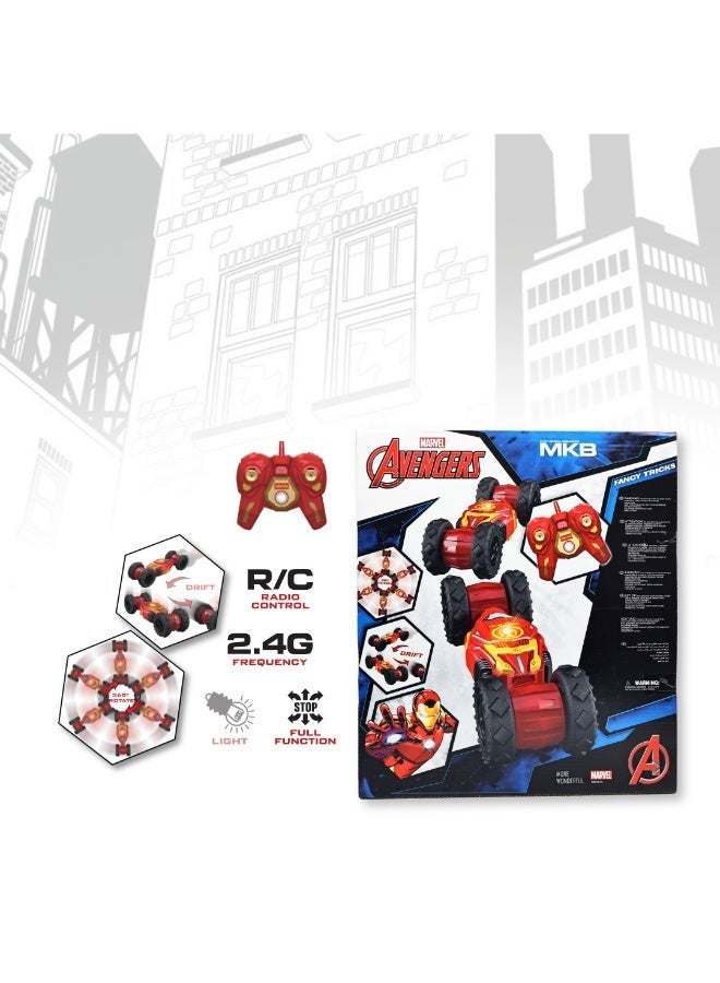 MARVEL Iron Man Avengers RC Stunt Car for Kids | 360° Rotating Skidding Drift Toy | Rechargeable Remote Control Fancy Tricks Vehicle - Image 3