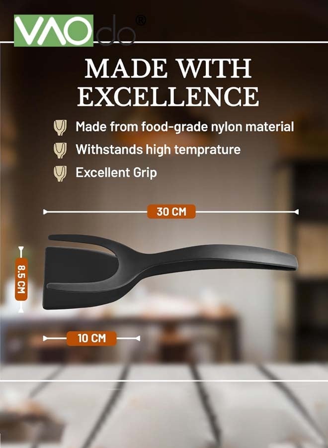 2Pcs 2 in 1 Silicone Spatula Egg Spatula Grip and Flipp Tongs Spatula Fried Eggs Turners 2 in 1 Omelette Clamp Frying Turning Grilling Kitchen Cooking Tool for Omelette Pancake Steak Fish and Egg