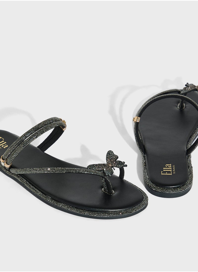 Ella Limited Edition Butterfly Diamante Flat Sandal  - Image 4