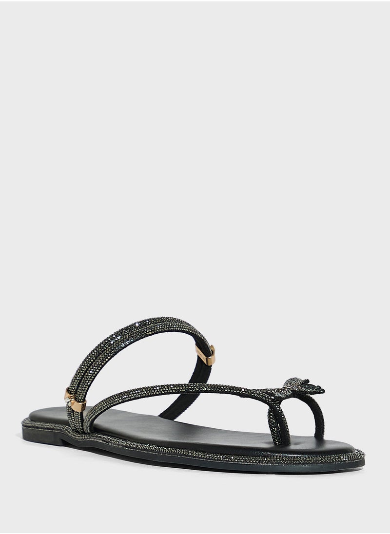 Ella Limited Edition Butterfly Diamante Flat Sandal  - Image 2