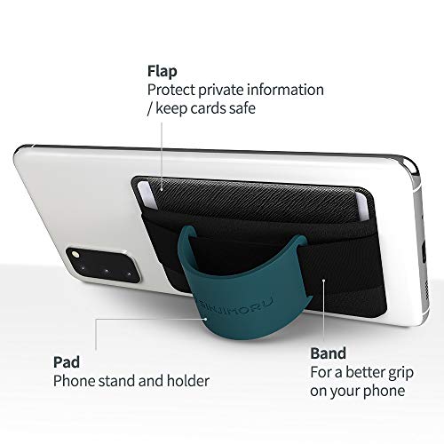 Sinjimoru Phone Grip Card Holder with Phone Stand, Secure Stick on Wallet for iPhone with Kickstand for Table. Sinji Pouch B-Grip Black - Image 3