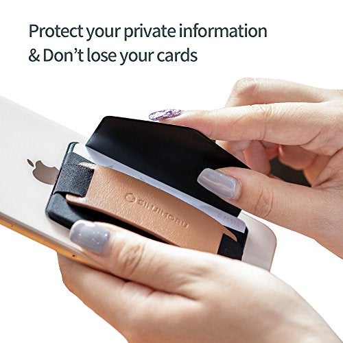 Sinjimoru Phone Grip Card Holder with Phone Stand, Secure Stick on Wallet for iPhone with Kickstand for Table. Sinji Pouch B-Grip Black - Image 5