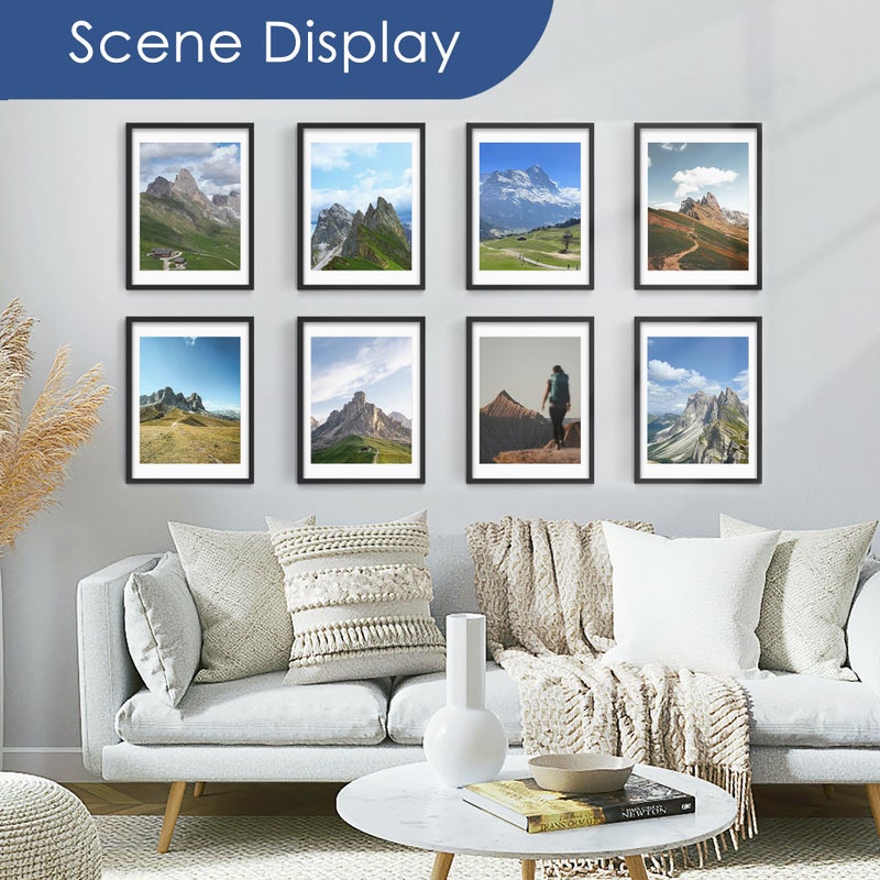 PEALSN 18x24 Poster Frame Set of 6, Display Pictures 16 x 20 with Mat or 18 x 24 without Mat for Wall Mounting Display, poster frames 18 x 24 for Wall Decor, Black - Image 2