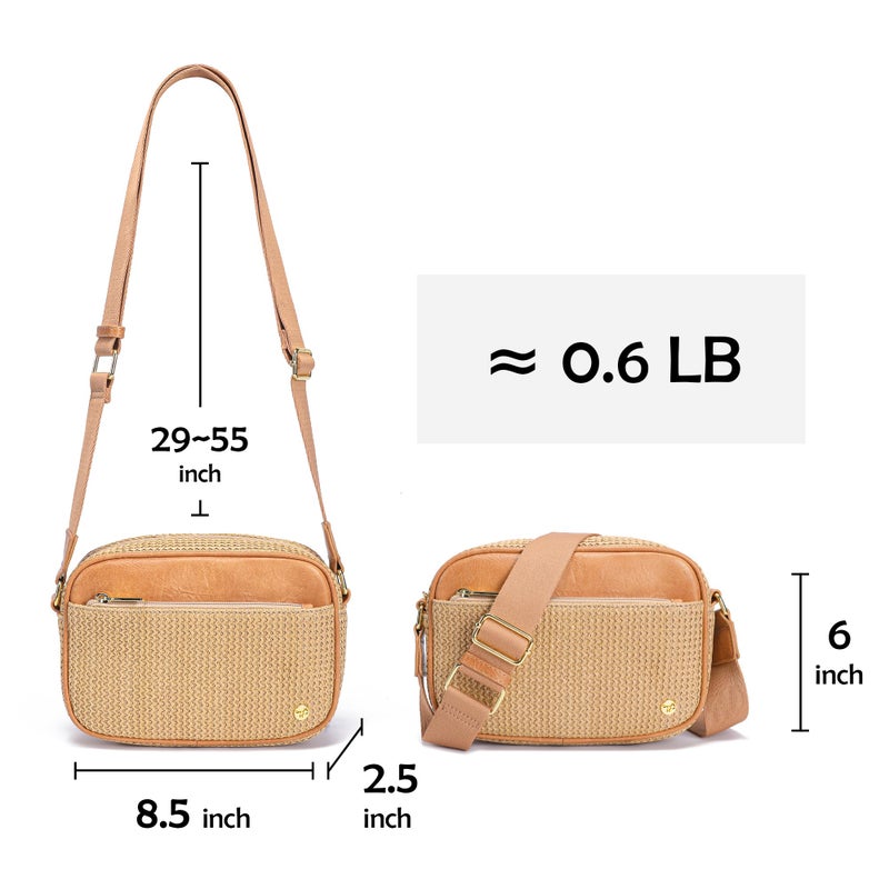 AOCINA Faux Straw Crossbody Bags for Women Summer Purse 2026 RFID Raffia Woven Bag Travel Beach Hawaiian Cruise Essentials (Weaving Khkai) - Image 3