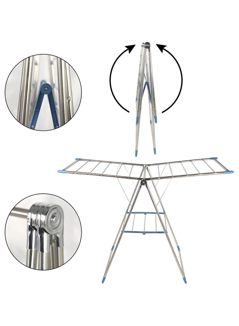 MarkedOne Strong and Durable Clothes Rack - Heavy Duty Large Folding Clothes Drying Rack - Stainless Steel Drying Rack for Indoor and Outdoor Use - Perfect for Laundry or Balcony Spaces  - Image 2