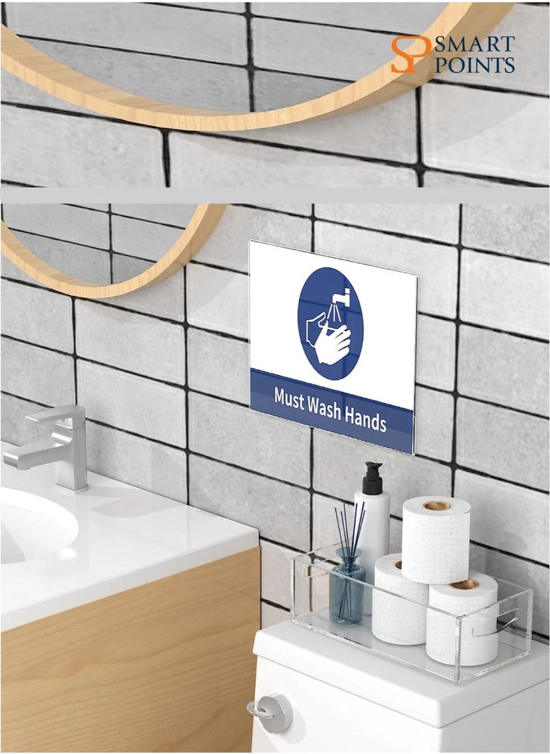 SMARTPOINTS - Acrylic Wall Sign Holder 8.5 x 11 Inches Horizontal 12 Pack, Clear Plexiglass Display Sign Holders Adhesive with 3M Tape, Plastic Photo Ads Frames for Office Hospital Hotel Store - Image 1