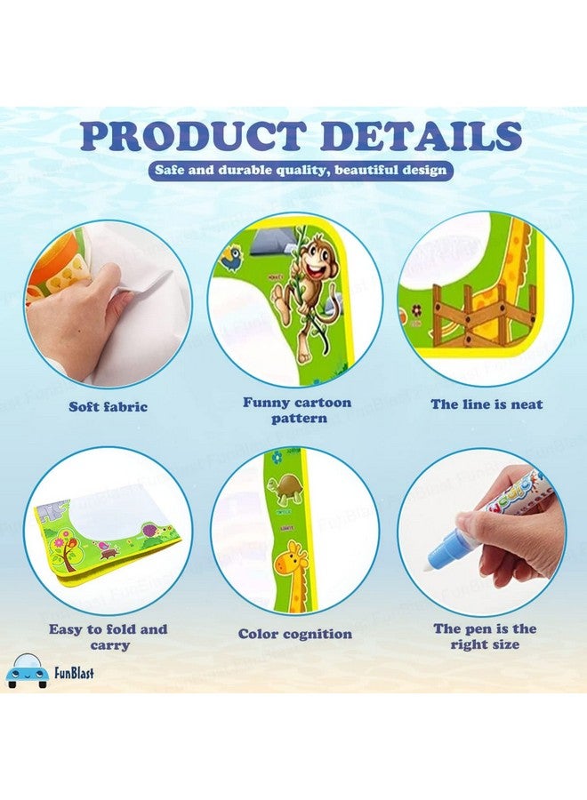 فنبلاست سجادة الرسم المائية السحرية من فن بلاست مع عينات ألوان قوس قزح - لوحة رسم مائية سحرية قابلة للمسح بحجم كبير للأطفال الصغار، سجادة تعليمية ورسومات خربشة للبنات والأولاد والأطفال (74 × 49 سم) - Image 3