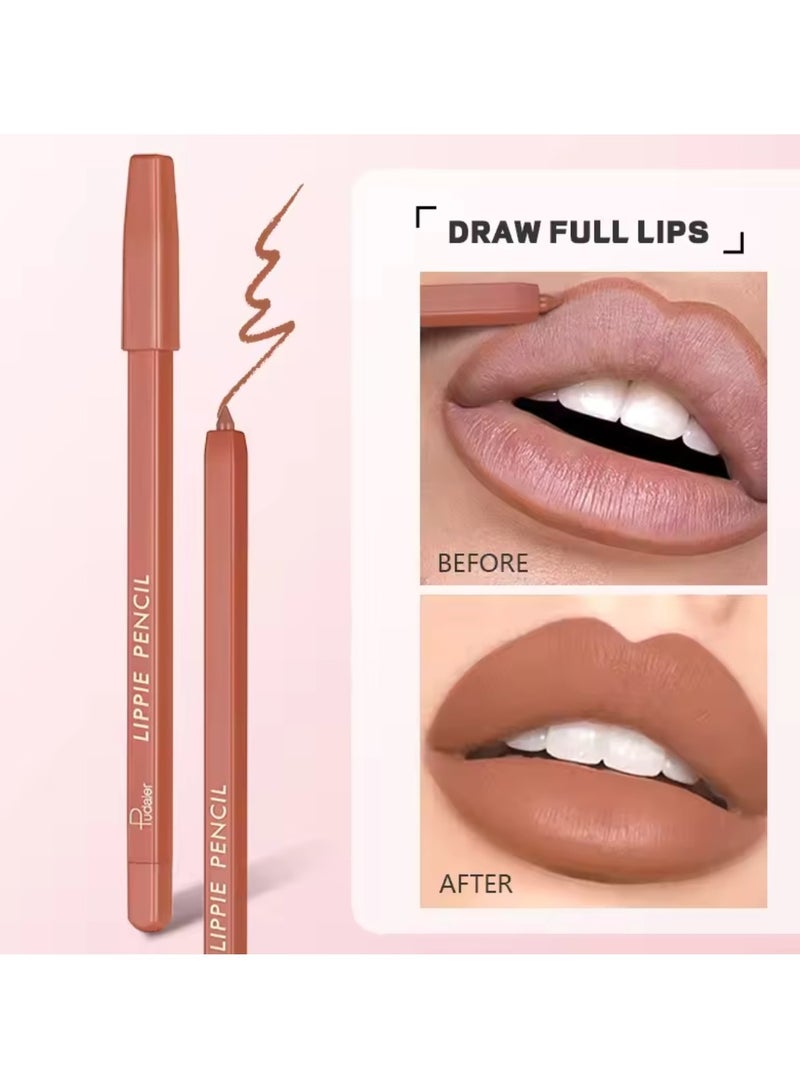 pudaier Lippie Pencil Lipstick with Sharpener Easy to Use Lip Makeup Soft Lipliner Pencil Lip Liner Pencil Matte Waterproof Long Lasting Lipstick Lip Contour Makeup Lip Set Full Color 02 - Image 4