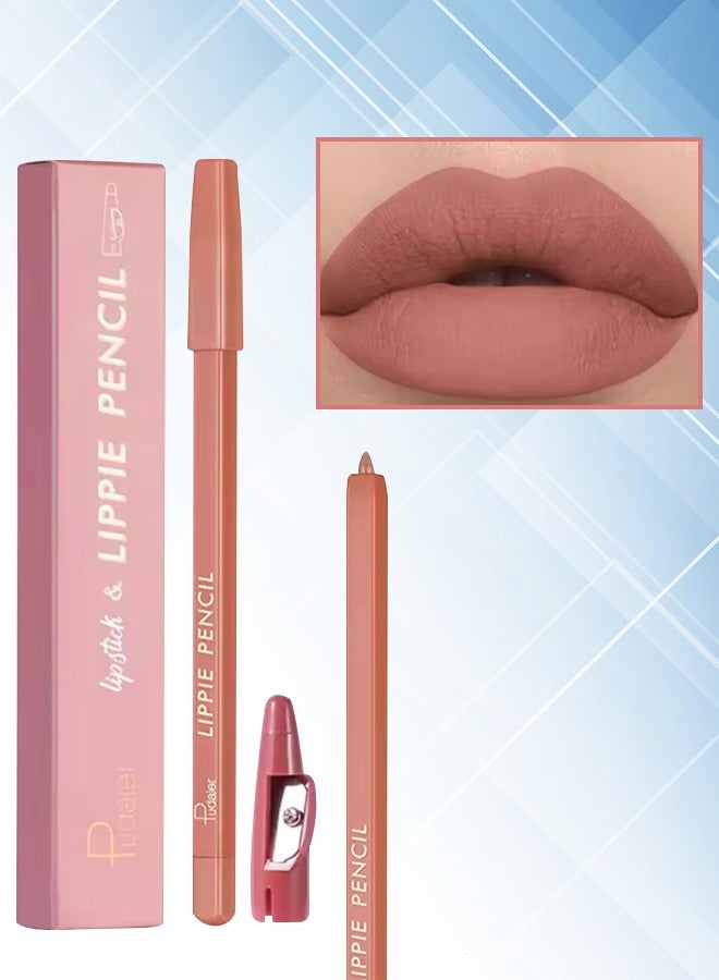 pudaier Lippie Pencil Lipstick with Sharpener Easy to Use Lip Makeup Soft Lipliner Pencil Lip Liner Pencil Matte Waterproof Long Lasting Lipstick Lip Contour Makeup Lip Set Full Color 02 - Image 1