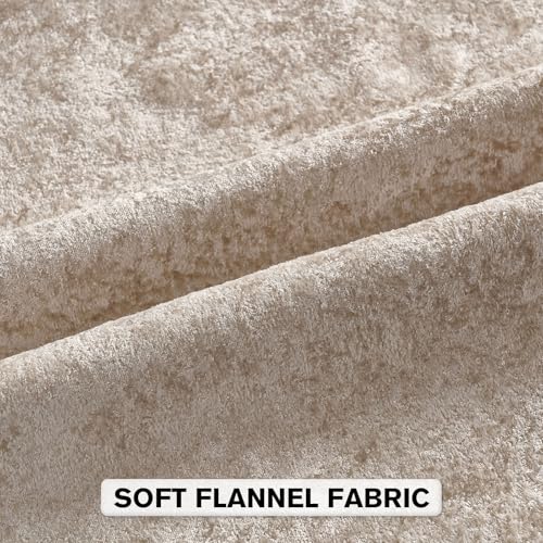 FUTEI Pack of 2 Solid Flannel Throw Pillow Covers 18x18 Inch Soft Crushed Textured Neutral Decorative Cushion Cases Vintage Farmhouse Accent for Couch Living Room Beige - Image 3