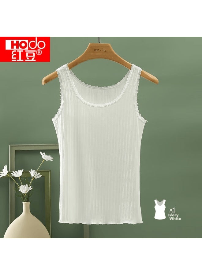 hongdou Hodo Women's Lace Camisole, Vertical Striped Slim-fit Undershirt Lingerie, Ivory White, Size 170 - Image 1